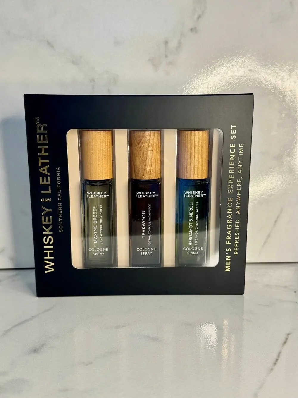 Whiskey&Leather Men's Fragrance Set - Marine Breeze, Teakwood, Bergamot & Neroli